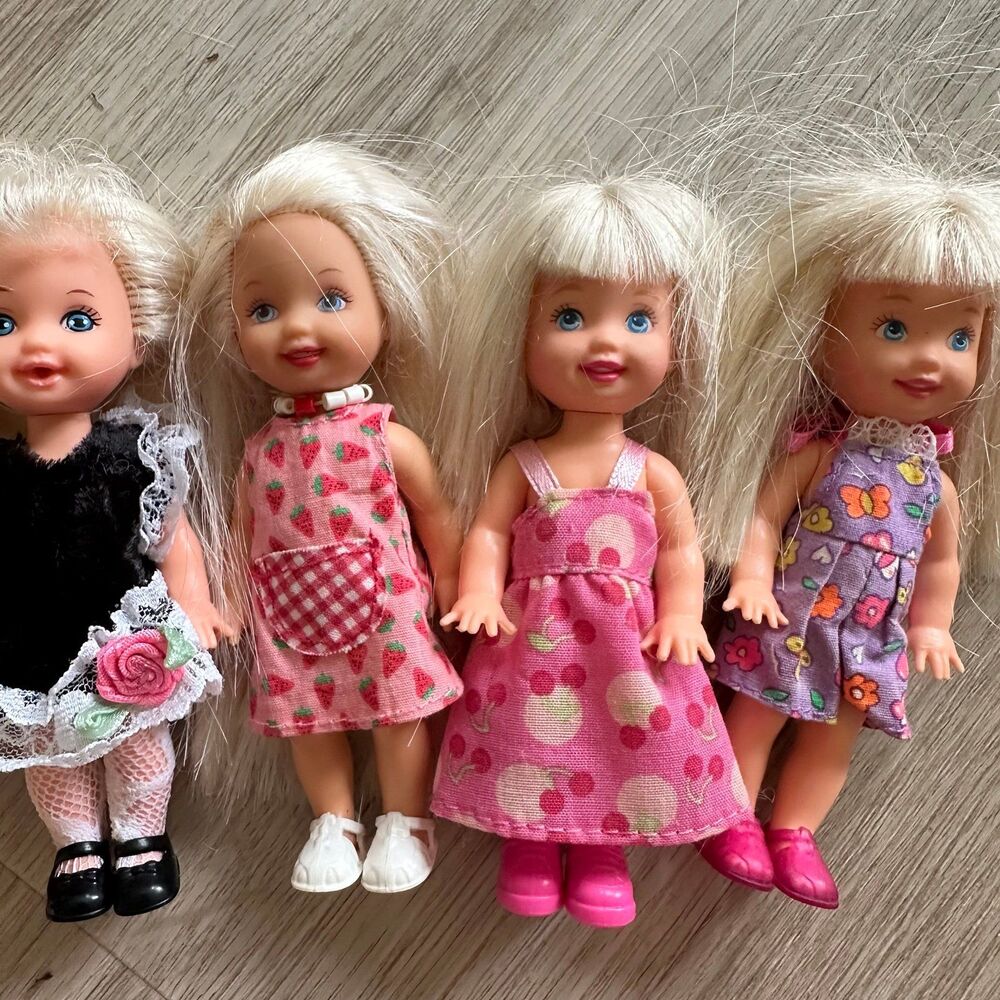 Lot of 5 Vintage Barbie Little Sister Kelly Dolls - Blonde Blue Eyed Kellys - Picture 4 of 5